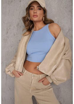 Niebieski Top na Ramiączkach Basic Prążkowany Zitira ze sklepu renee.pl w kategorii Bluzki damskie - zdjęcie 189270060