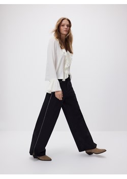 Reserved - Jeansy wide leg z aplikacjami - czarny ze sklepu Reserved w kategorii Jeansy damskie - zdjęcie 189270290
