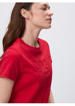 Reserved - T-shirt z kwiatową aplikacją - czerwony ze sklepu Reserved w kategorii Bluzki damskie - zdjęcie 189270484