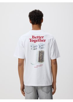 Reserved - T-shirt relaxed z nadrukiem na plecach - biały ze sklepu Reserved w kategorii T-shirty męskie - zdjęcie 189270572