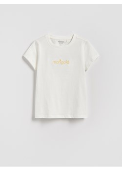 Reserved - T-shirt z haftem - złamana biel ze sklepu Reserved w kategorii Bluzki dziewczęce - zdjęcie 189270634
