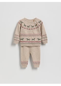 Reserved - Dzianinowy komplet z bawełną - kremowy ze sklepu Reserved w kategorii Komplety niemowlęce - zdjęcie 189270650