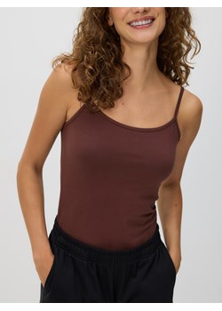 Reserved - Bawełniany top - ciemnobrązowy ze sklepu Reserved w kategorii Bluzki damskie - zdjęcie 189270744