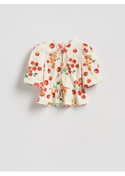 Reserved - Wiązana bluzka z baskinką - złamana biel ze sklepu Reserved w kategorii Bluzki damskie - zdjęcie 189270900