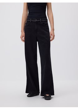 Reserved - Jeansy wide leg z aplikacjami - czarny ze sklepu Reserved w kategorii Jeansy damskie - zdjęcie 189270934