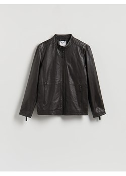 Reserved - Skórzana kurtka ze stójką - ciemnobrązowy ze sklepu Reserved w kategorii Kurtki męskie - zdjęcie 189271184