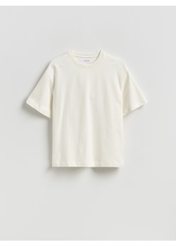 Reserved - Bawełniany t-shirt boxy - złamana biel ze sklepu Reserved w kategorii T-shirty męskie - zdjęcie 189271504