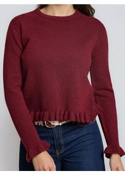 Sinsay - Sweter z ozdobnymi falbanami z domieszką wełny - bordowy ze sklepu Sinsay w kategorii Swetry damskie - zdjęcie 189272882