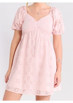 Sinsay - Bawełniana sukienka mini z bufkami - różowy ze sklepu Sinsay w kategorii Sukienki - zdjęcie 189272911