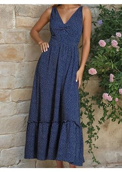 Sinsay - Sukienka maxi z falbanką w kropki - granatowy ze sklepu Sinsay w kategorii Sukienki - zdjęcie 189272974