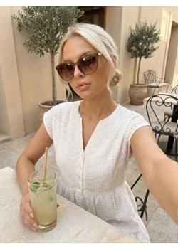 Sinsay - Ażurowa sukienka mini babydoll - biały ze sklepu Sinsay w kategorii Sukienki - zdjęcie 189272984