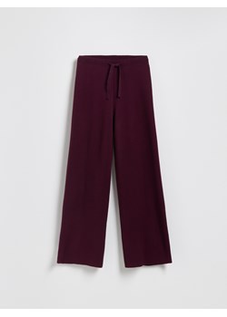 Reserved - Dzianinowe spodnie z wiskozą - ciemnofioletowy ze sklepu Reserved w kategorii Spodnie damskie - zdjęcie 189274702