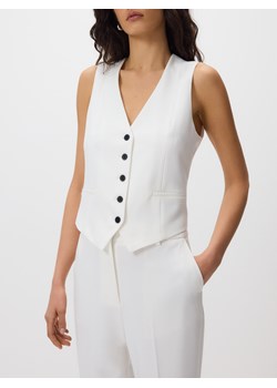 Reserved - Garniturowa kamizelka z wiskozą - biały ze sklepu Reserved w kategorii Kamizelki damskie - zdjęcie 189274792