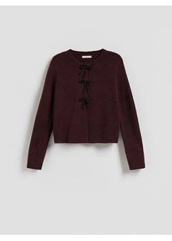 Reserved - Kardigan z kokardkami - bordowy ze sklepu Reserved w kategorii Swetry damskie - zdjęcie 189274943