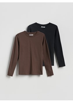 Reserved - Bawełniany longsleeve 2 pack - czarny ze sklepu Reserved w kategorii Bluzki damskie - zdjęcie 189276863