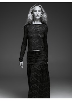 Reserved - Koronkowy longsleeve - bordowy ze sklepu Reserved w kategorii Bluzki damskie - zdjęcie 189276892