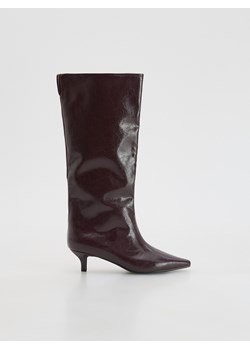 Reserved - Kozaki na obcasie kitten - bordowy ze sklepu Reserved w kategorii Kozaki damskie - zdjęcie 189276920