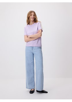 Reserved - T-shirt z bawełny merceryzowanej - lawendowy ze sklepu Reserved w kategorii Bluzki damskie - zdjęcie 189276923