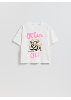 Reserved - T-shirt z nadrukiem - złamana biel ze sklepu Reserved w kategorii Bluzki damskie - zdjęcie 189277080