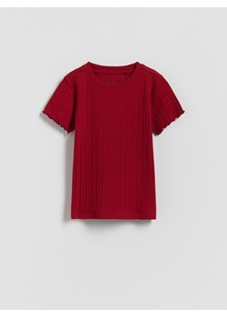 Reserved - Bawełniana bluzka w prążki - intenstywna czerwień ze sklepu Reserved w kategorii Bluzy dziewczęce - zdjęcie 189277114