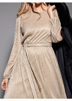 Sinsay - Błyszcząca sukienka midi z paskiem - złoty ze sklepu Sinsay w kategorii Sukienki - zdjęcie 189277911
