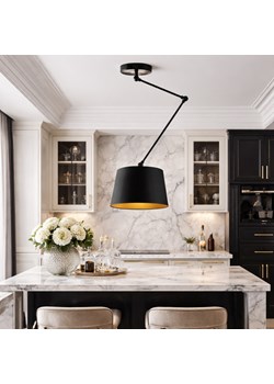 Czarna lampa sufitowa na wysięgniku ruchomym JUMA GOLD lampa sufitowa z regulowanym ramieniem czarna loft ze sklepu Lysne w kategorii Lampy sufitowe - zdjęcie 189278013