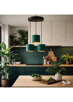 Kaskadowa 3 punktowa lampa wisząca nad blat kuchenny PUEBLO GOLD z regulowanymi abażurami zieleń butelkowa ze sklepu Lysne w kategorii Lampy wiszące - zdjęcie 189278072