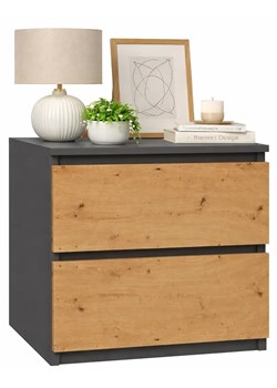 Szafka nocna z szufladami antracyt + dąb artisan C9-P40 ze sklepu Edinos.pl w kategorii Stoliki i szafki nocne - zdjęcie 189278253