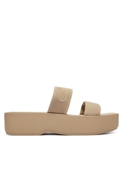 Klapki Calvin Klein Flatform Sndl Webbing HW0HW02878 Beżowy ze sklepu eobuwie.pl w kategorii Klapki damskie - zdjęcie 189278341