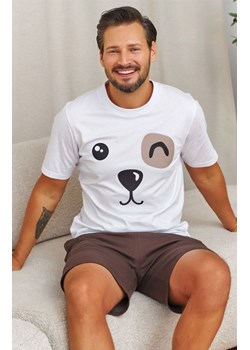 Doctor Nap brązowa piżama męska z bawełny PMB.7410.BROWNIE, Kolor biało-brązowy, Rozmiar M, Doctor Nap ze sklepu Primodo w kategorii Piżamy męskie - zdjęcie 189279472