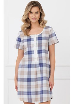 Rozpinana koszula nocna w kratę Puna, Kolor beżowo-niebieski, Rozmiar S, Italian Fashion ze sklepu Primodo w kategorii Koszule nocne - zdjęcie 189279623