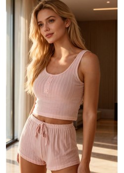 Piżama damska z krótką nogawką różowa ELYSIANE, Kolor różowy, Rozmiar S, Passion ze sklepu Primodo w kategorii Piżamy damskie - zdjęcie 189279703