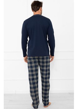 Piżama męska z długim rękawem i długimi spodniami granatowa Andreas, Kolor granatowy-kratka, Rozmiar M, Italian Fashion ze sklepu Intymna w kategorii Piżamy męskie - zdjęcie 189281101