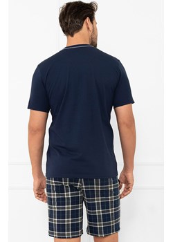 Piżama męska z krótkim rękawem i krótkimi spodniami granatowa Andreas, Kolor granatowy-kratka, Rozmiar M, Italian Fashion ze sklepu Intymna w kategorii Piżamy męskie - zdjęcie 189281113