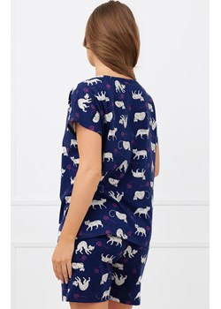 Bawełniana piżama damska w koty Mimi, Kolor granatowy-wzór, Rozmiar S, Italian Fashion ze sklepu Intymna w kategorii Piżamy damskie - zdjęcie 189281122