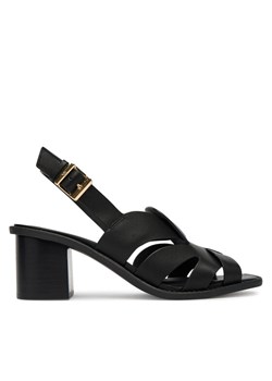 Sandały Tommy Hilfiger Cross Blocked Heel Sandal FW0FW09135 Czarny ze sklepu eobuwie.pl w kategorii Sandały damskie - zdjęcie 189281222