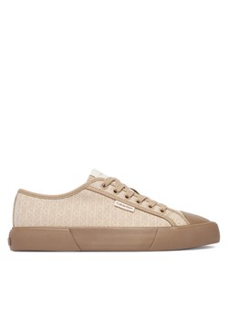 Trampki Calvin Klein Vulc Low Laceup Aop Canvas HW0HW03142 Beżowy ze sklepu eobuwie.pl w kategorii Trampki damskie - zdjęcie 189281254