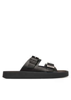Klapki Calvin Klein Ergon Double Bar Sandal Lth HM0HM02097 Czarny ze sklepu eobuwie.pl w kategorii Klapki męskie - zdjęcie 189281283