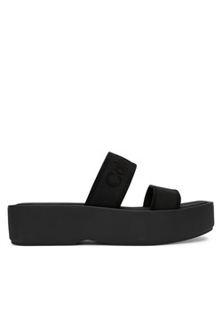 Klapki Calvin Klein Flatform Sndl Webbing HW0HW02878 Czarny ze sklepu eobuwie.pl w kategorii Klapki damskie - zdjęcie 189281301