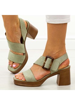 Zielone sandały damskie na słupku Potocki 54307 ze sklepu suzana.pl w kategorii Sandały damskie - zdjęcie 189283051