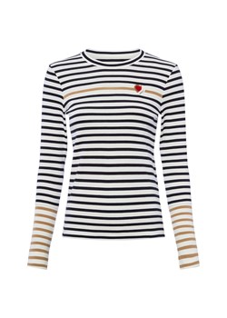 Marc Cain Damska koszulka z długim rękawem Kobiety Dżersej czarny w paski ze sklepu vangraaf w kategorii Bluzki damskie - zdjęcie 189283232