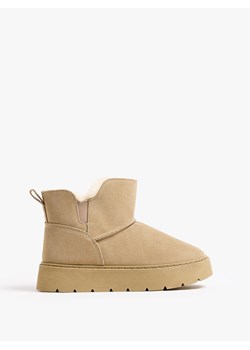 Mohito - Skórzane beżowe śniegowce - beżowy ze sklepu Mohito w kategorii Śniegowce damskie - zdjęcie 189285540