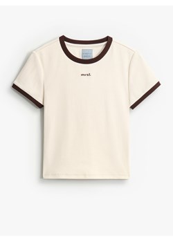 Mohito - T-shirt z krótkim rękawem - beżowy ze sklepu Mohito w kategorii Bluzki damskie - zdjęcie 189286040
