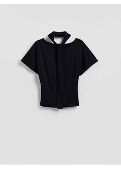 Reserved - Bluzka z szalem - czarny ze sklepu Reserved w kategorii Bluzki damskie - zdjęcie 189286684