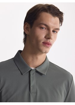 Reserved - Koszulka polo z bawełną merceryzowaną - zielony ze sklepu Reserved w kategorii T-shirty męskie - zdjęcie 189286800