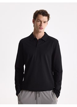 Reserved - Koszulka polo z bawełną merceryzowaną - czarny ze sklepu Reserved w kategorii T-shirty męskie - zdjęcie 189286802