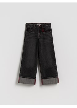 Reserved - Jeansy wide leg z podwiniętą nogawką - szary ze sklepu Reserved w kategorii Spodnie dziewczęce - zdjęcie 189287030