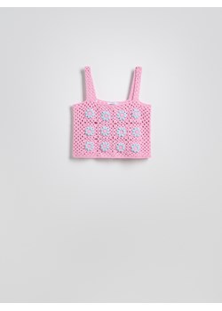 Reserved - Dzianinowy top na ramiączkach - różowy ze sklepu Reserved w kategorii Bluzki damskie - zdjęcie 189287283