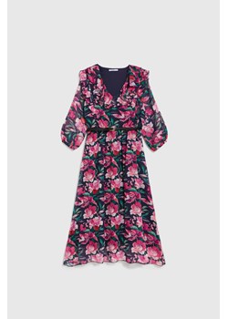 Sukienka w kwiaty granatowa ze sklepu Moodo.pl w kategorii Sukienki - zdjęcie 189287301