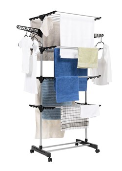 IDOMYA Essentials Suszarka w kolorze srebrno-czarnym na pranie - 129 x 165 x 58 cm ze sklepu Limango Polska w kategorii Akcesoria łazienkowe - zdjęcie 189290483